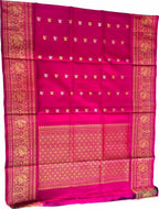 Exquisite Pink Pure Kanjeevaram Gadwal Silk Handloom Dupatta - Luxurion World
