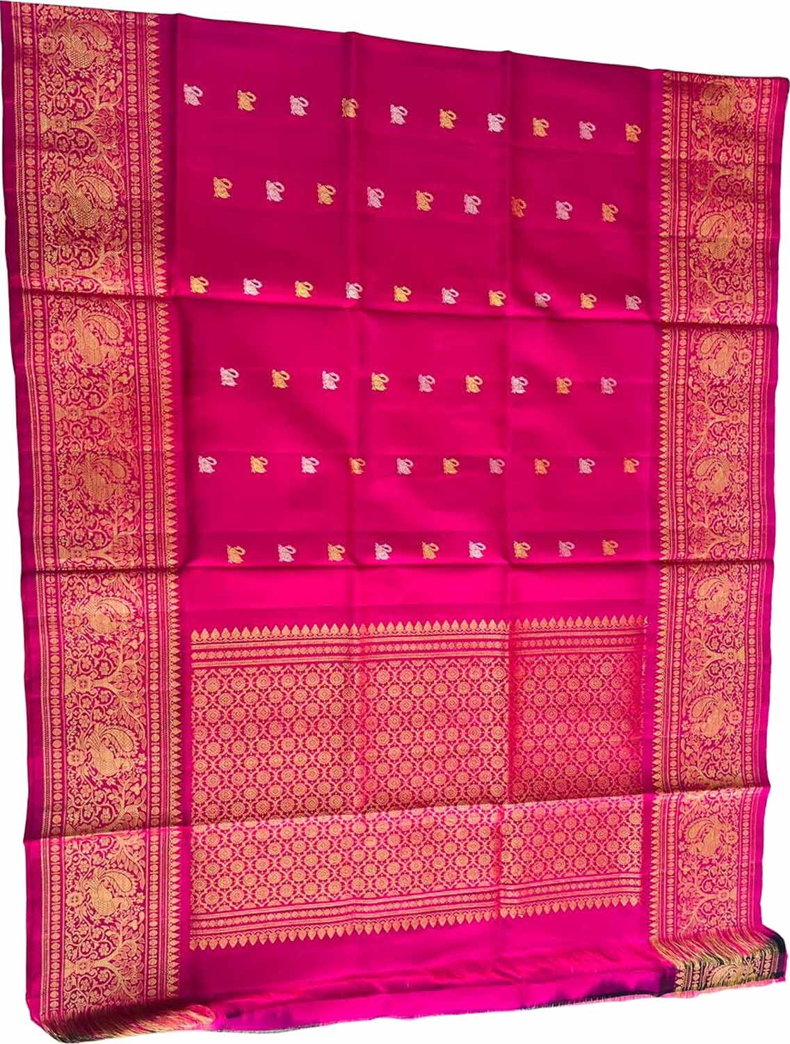Exquisite Pink Pure Kanjeevaram Gadwal Silk Handloom Dupatta - Luxurion World