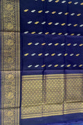 Blue Pure Kanjeevaram Gadwal Silk Handloom Dupatta - Luxurion World