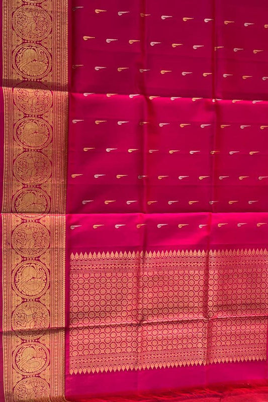 PD1K2SG225121904 Pink Pure Kanjeevaram Gadwal Silk Handloom Dupatta