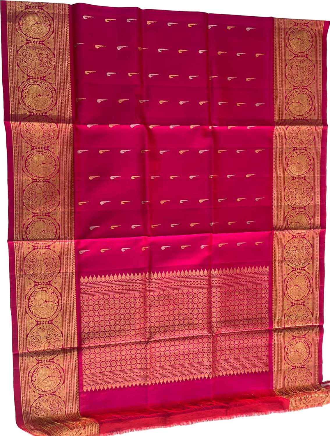 Exquisite Pink Pure Kanjeevaram Gadwal Silk Handloom Dupatta - Luxurion World