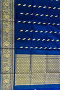 Blue Pure Kanjeevaram Gadwal Silk Handloom Dupatta - Luxurion World