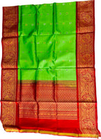 Green Pure Kanjeevaram Gadwal Silk Handloom Dupatta - Luxurion World