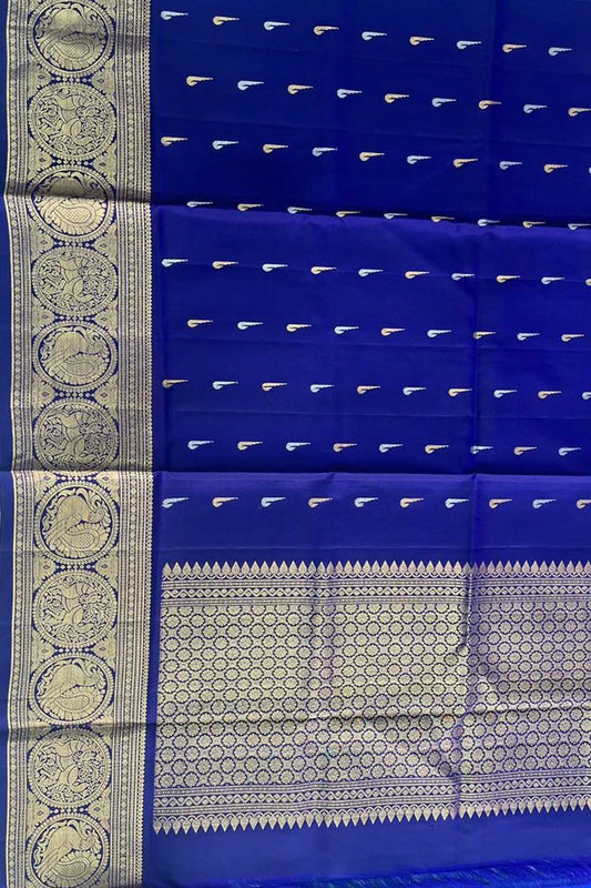 PD1K2SG225121907 Blue Pure Kanjeevaram Gadwal Silk Handloom Dupatta