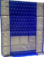 Blue Pure Kanjeevaram Gadwal Silk Handloom Dupatta - Luxurion World