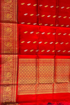 Red Pure Kanjeevaram Gadwal Silk Handloom Dupatta - Luxurion World