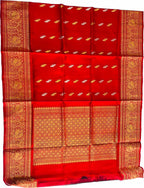 Red Pure Kanjeevaram Gadwal Silk Handloom Dupatta - Luxurion World