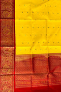 Yellow Pure Kanjeevaram Gadwal Silk Handloom Dupatta - Luxurion World