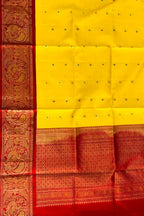 Yellow Pure Kanjeevaram Gadwal Silk Handloom Dupatta - Luxurion World