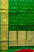 Green Pure Kanjeevaram Gadwal Silk Handloom Dupatta - Luxurion World