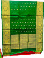 Green Pure Kanjeevaram Gadwal Silk Handloom Dupatta - Luxurion World