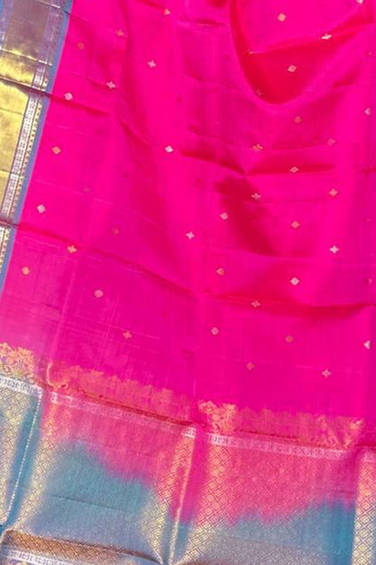 Exquisite Pink Kanjeevaram Silk Dupatta - Handloom Beauty - Luxurion World