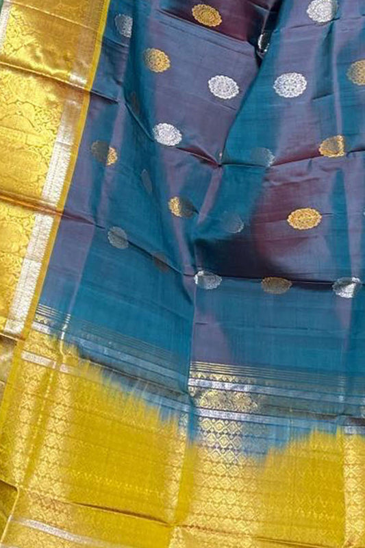 Blue Kanjeevaram Silk Dupatta: Handloom Elegance - Luxurion World