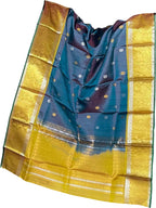 Blue Kanjeevaram Silk Dupatta: Handloom Elegance - Luxurion World