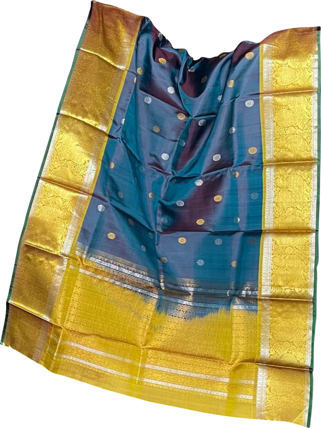 Blue Kanjeevaram Silk Dupatta: Handloom Elegance - Luxurion World