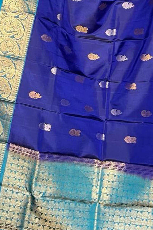 Blue Kanjeevaram Silk Dupatta: Handloom Elegance - Luxurion World
