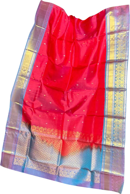 Exquisite Pink Kanjeevaram Silk Dupatta - Luxurion World