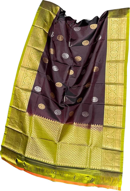 Maroon Kanjeevaram Handloom Silk Dupatta - Pure Elegance - Luxurion World