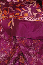 Purple Hand Embroidered Kantha Banglore Silk Dupatta - Luxurion World
