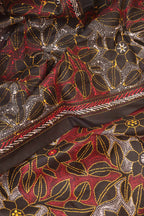 Black Hand Embroidered Reverse Kantha Banglore Silk Dupatta - Luxurion World