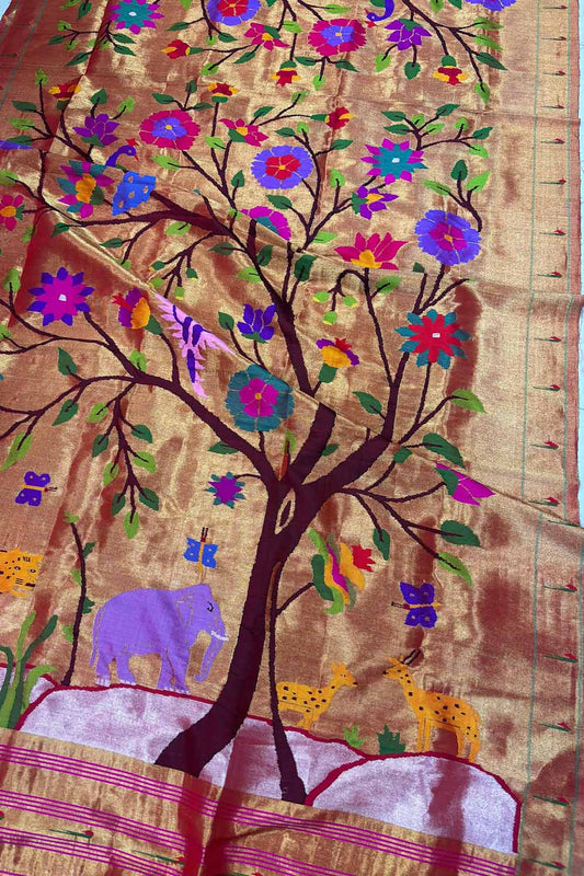 Stunning Multicolor Paithani Silk Brocade Dupatta - Luxurion World