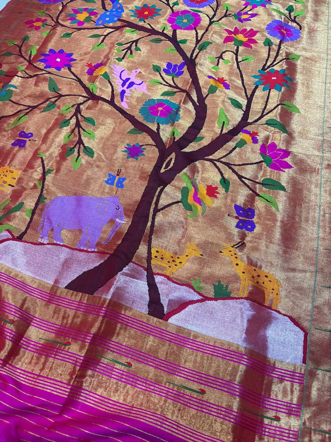 Stunning Multicolor Paithani Silk Brocade Dupatta - Luxurion World