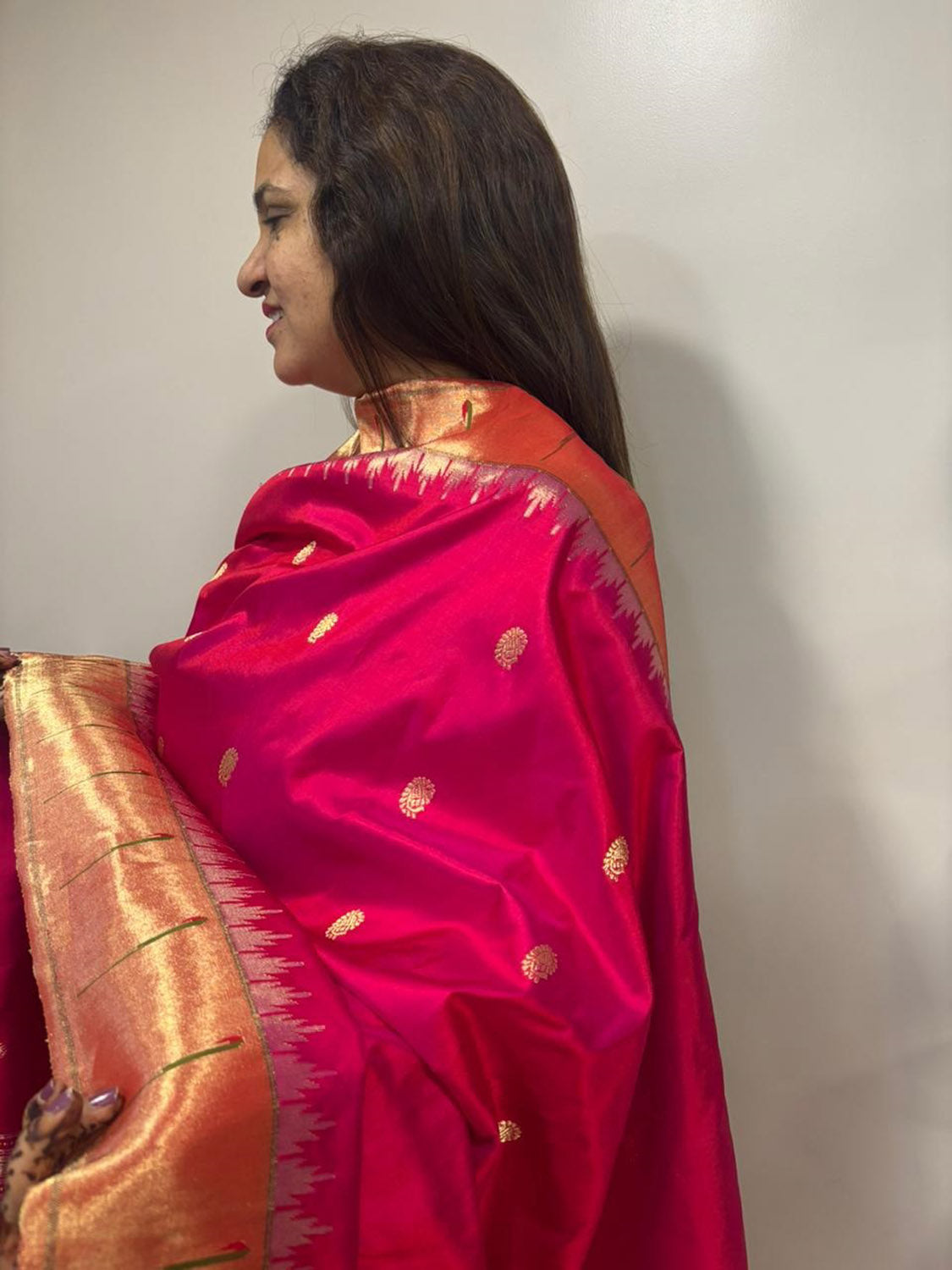 Pink Paithani Handloom Pure Silk Muniya Border Dupatta - Luxurion World