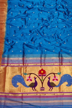 Pure Silk Blue Paithani Handloom Dupatta with Muniya Border - Luxurion World
