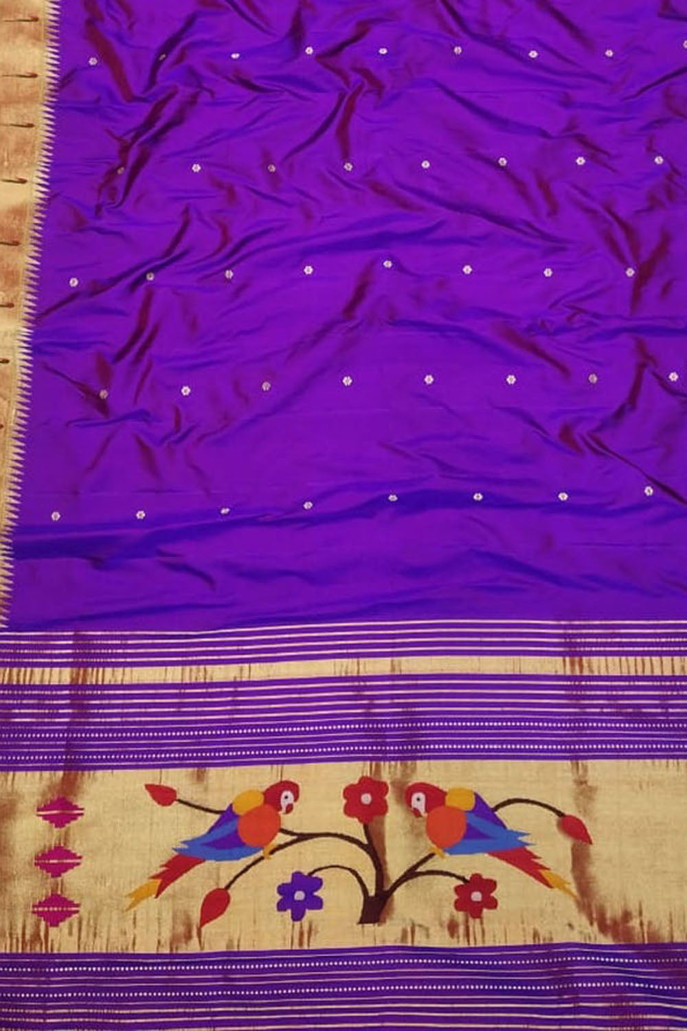 Stunning Purple Paithani Silk Dupatta with Muniya Border - Handloom Crafted
