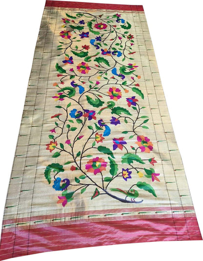 Exquisite Multicolor Paithani Handloom Pure Silk Brocade Muniya Border Dupatta - Luxurion World