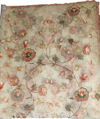 Pastel Hand Embroidered Parsi Net Dupatta - Luxurion World- Crafted Heirlooms