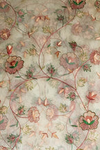 Pastel Hand Embroidered Parsi Net Dupatta - Luxurion World- Crafted Heirlooms