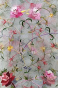 Elegant Off White Hand Embroidered Net Dupatta - Luxurion World- Crafted Heirlooms