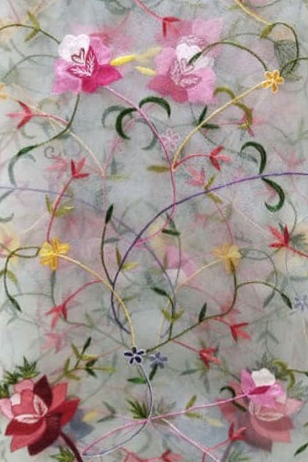 Elegant Off White Hand Embroidered Net Dupatta - Luxurion World