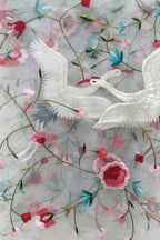 Elegant Off White Hand Embroidered Net Dupatta - Luxurion World- Crafted Heirlooms