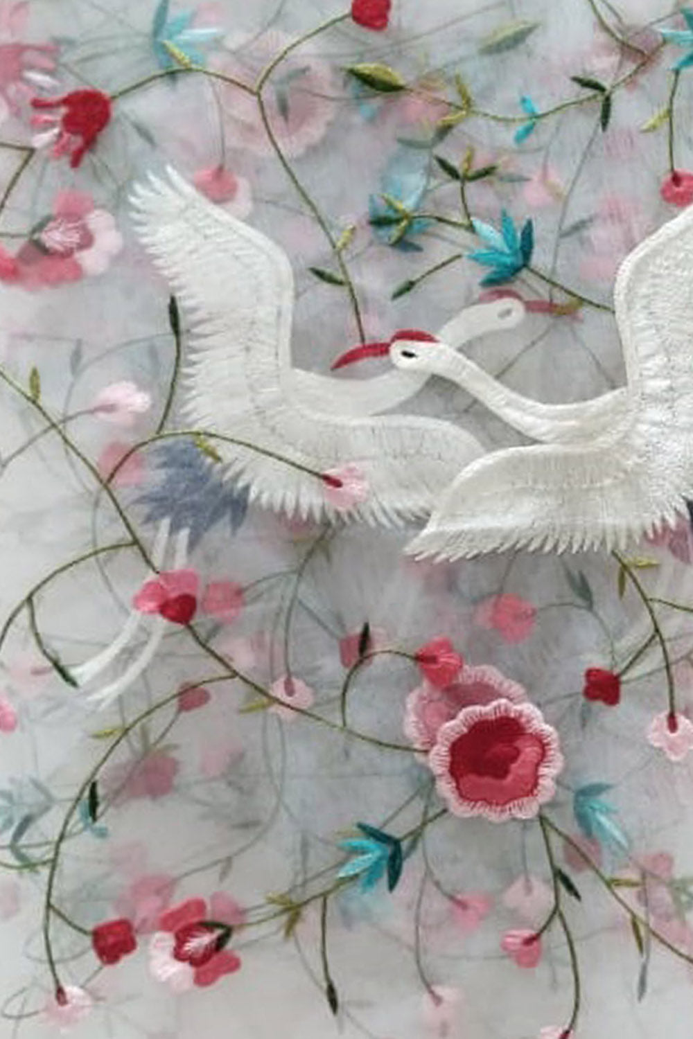 Elegant Off White Hand Embroidered Net Dupatta - Luxurion World