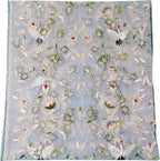 Off White Embroidered Flower Design Parsi Convent Work Net Dupatta - Luxurion World- Crafted Heirlooms