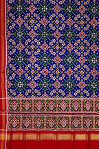 Blue Patan Patola Handloom Pure Silk Double Ikat Dupatta - Luxurion World