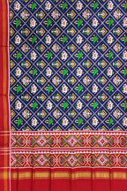 Blue Patan Patola Handloom Pure Silk Double Ikat Dupatta - Luxurion World