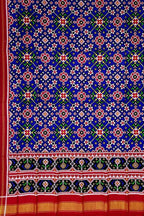 Blue Patan Patola Handloom Pure Silk Double Ikat Dupatta - Luxurion World