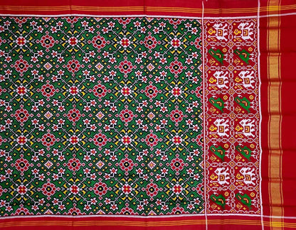 Green Patan Patola Handloom Pure Silk Double Ikat Dupatta
