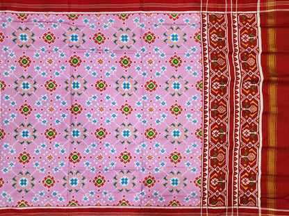 Light Pink Patan Patola Handloom Pure Silk Double Ikat Dupatta