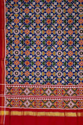 Blue Patan Patola Handloom Pure Silk Double Ikat Dupatta - Luxurion World