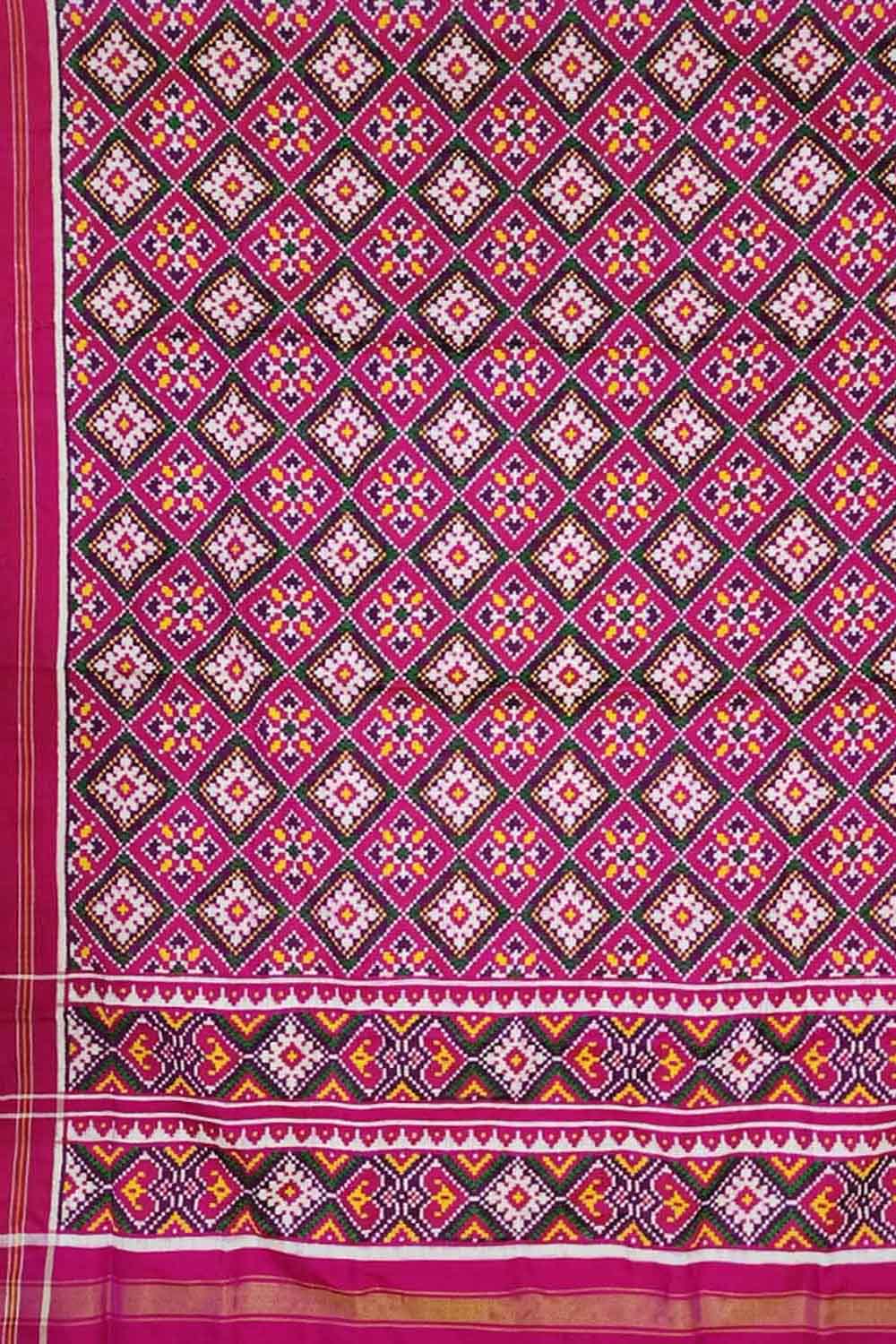 Pink Patan Patola Handloom Pure Silk Double Ikat Dupatta