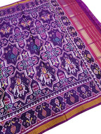 Elegant Purple Silk Dupatta - Handloom Patola Design - Luxurion World