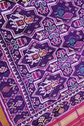 Elegant Purple Silk Dupatta - Handloom Patola Design - Luxurion World