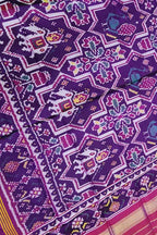 Elegant Purple Silk Dupatta - Handloom Patola Design - Luxurion World