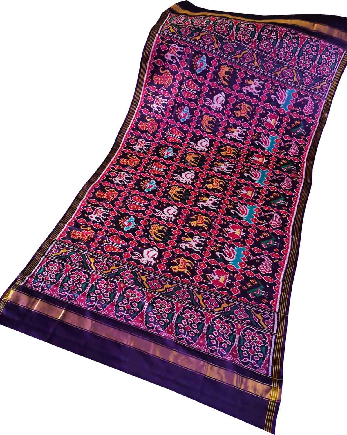 Vibrant Handloom Patola Silk Dupatta in Multicolor - Luxurion World