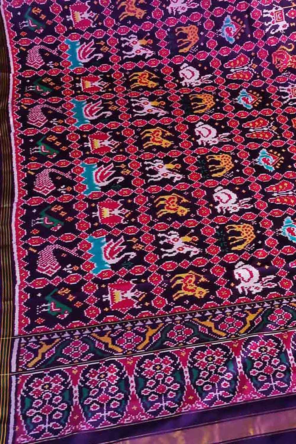 Vibrant Handloom Patola Silk Dupatta in Multicolor - Luxurion World