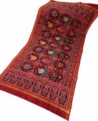 Maroon Handloom Semi Patan Patola Silk Dupatta - Luxurion World